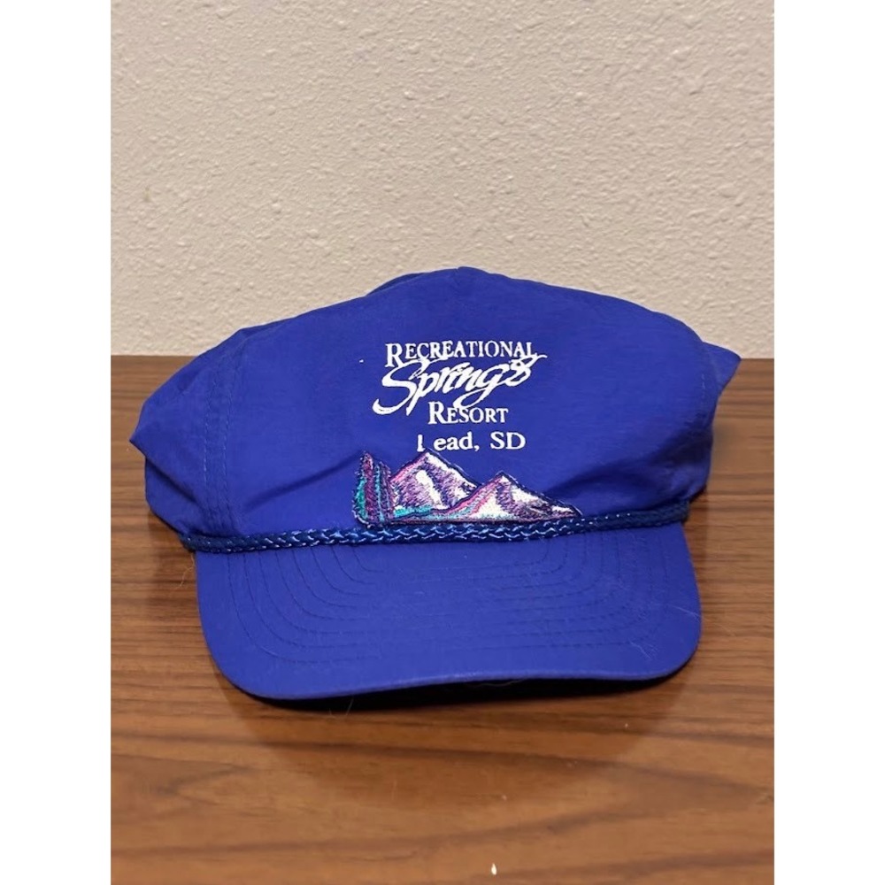 Vintage Nissin Cap Recreational Springs Resort Lead SD Blue Nylon Rope Hat Zip